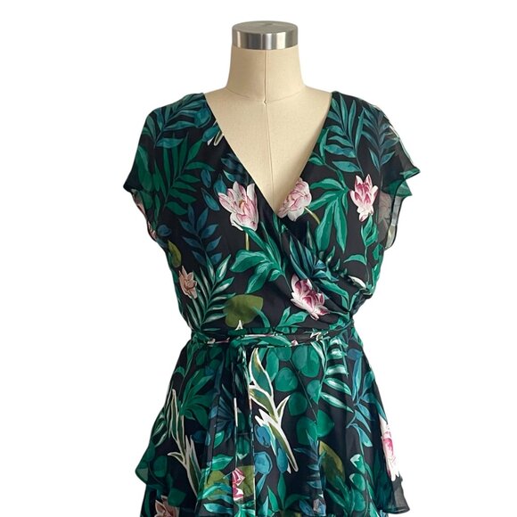 SLNY Black Floral Tiered Maxi Dress - 8 - Picture 3 of 6